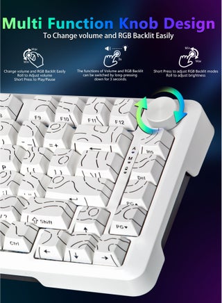 Z-82 Topographic RGB Wired Mechanical Keyboard with Knob, 75% Gasket Hot Swappable Custom Gaming Keyboard, Side Printed PBT Keycaps, 81 Keys Compact Design﻿ - view 4