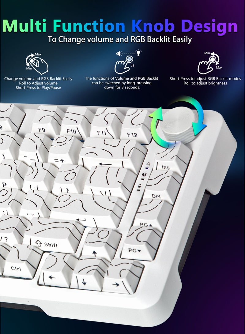 E-YOOSO Z-82 Topographic RGB Wired Mechanical Keyboard with Knob, 75% Gasket Hot Swappable Custom Gaming Keyboard, Side Printed PBT Keycaps, 81 Keys Compact Design﻿ - Image 4