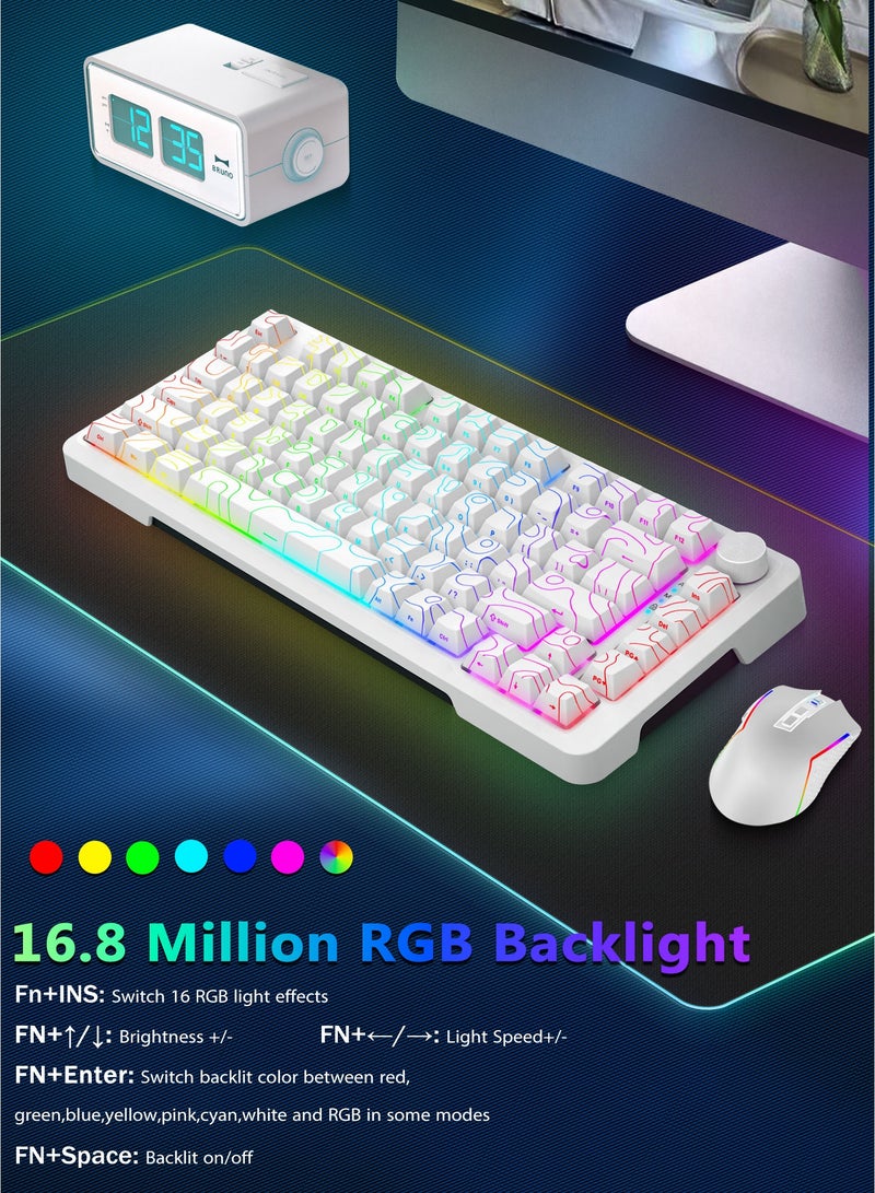 E-YOOSO Z-82 Topographic RGB Wired Mechanical Keyboard with Knob, 75% Gasket Hot Swappable Custom Gaming Keyboard, Side Printed PBT Keycaps, 81 Keys Compact Design﻿ - Image 5