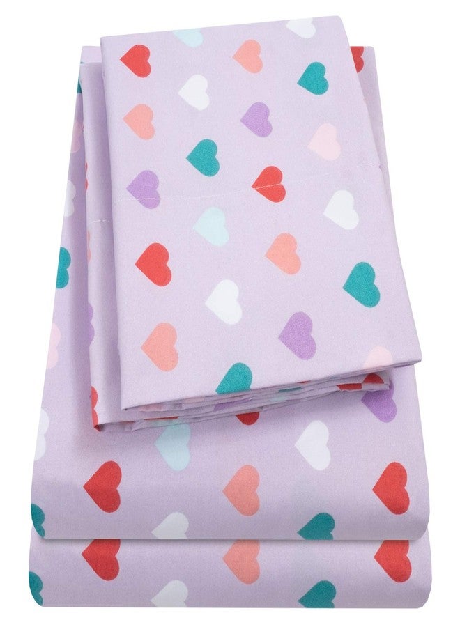 Sweet Home Collection 1500 Supreme Kids Bed - Fun Colorful and Comfortable Boys and Girls Toddler Sets - Deep Pocket Wrinkle Free Soft and Cozy Bedding - Twin XL, Hearts - Image 1