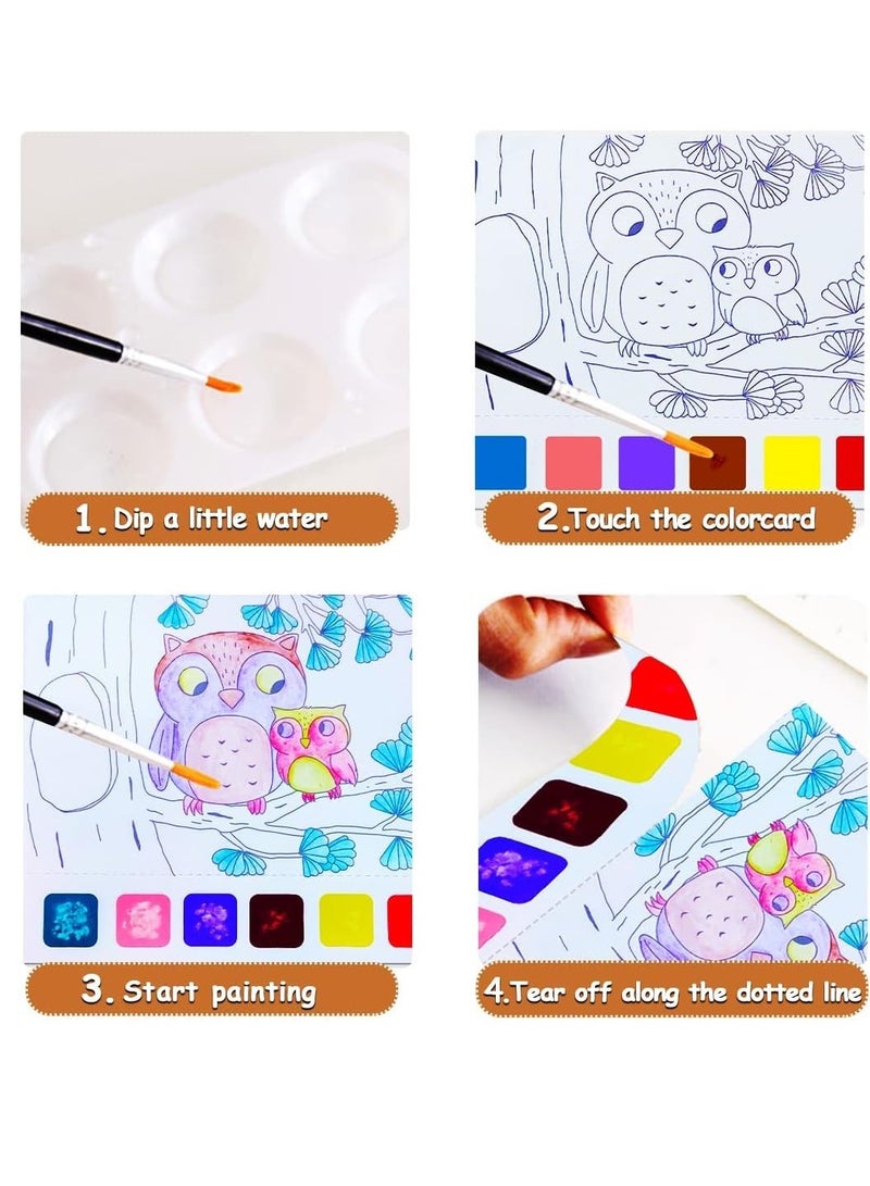 Pocket Watercolor Painting Book for Toddlers Travel Pocket Watercolor Kit with Paints Arts and Crafts for Girls Boys Water Colors Paint Book Kids Watercolor Coloring Books for Kids Ages 3+ Animal - Image 2