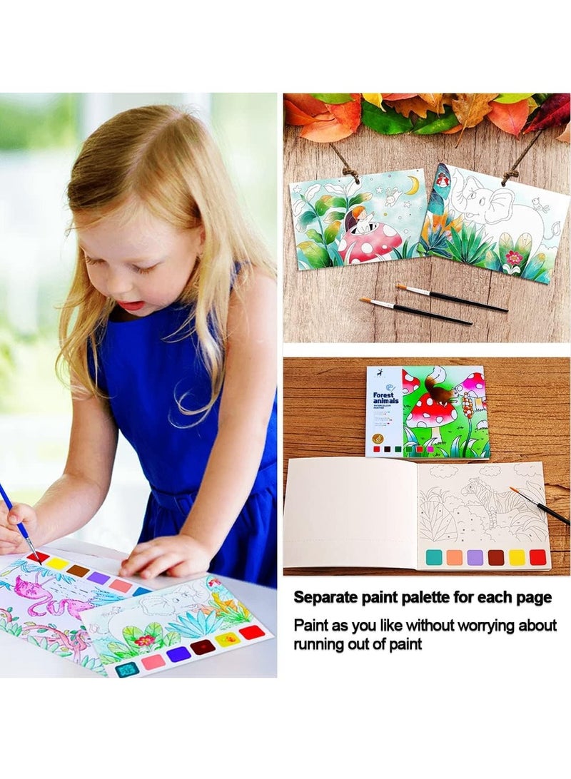 Pocket Watercolor Painting Book for Toddlers Travel Pocket Watercolor Kit with Paints Arts and Crafts for Girls Boys Water Colors Paint Book Kids Watercolor Coloring Books for Kids Ages 3+ Animal - Image 5