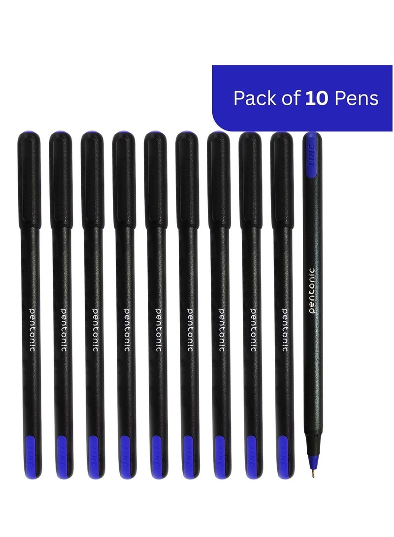 Pentonic Pentonic 0.7mm Ball Point Pen Blister Pack | Black Body | Blue Ink | Set of 10 Pens - Image 2