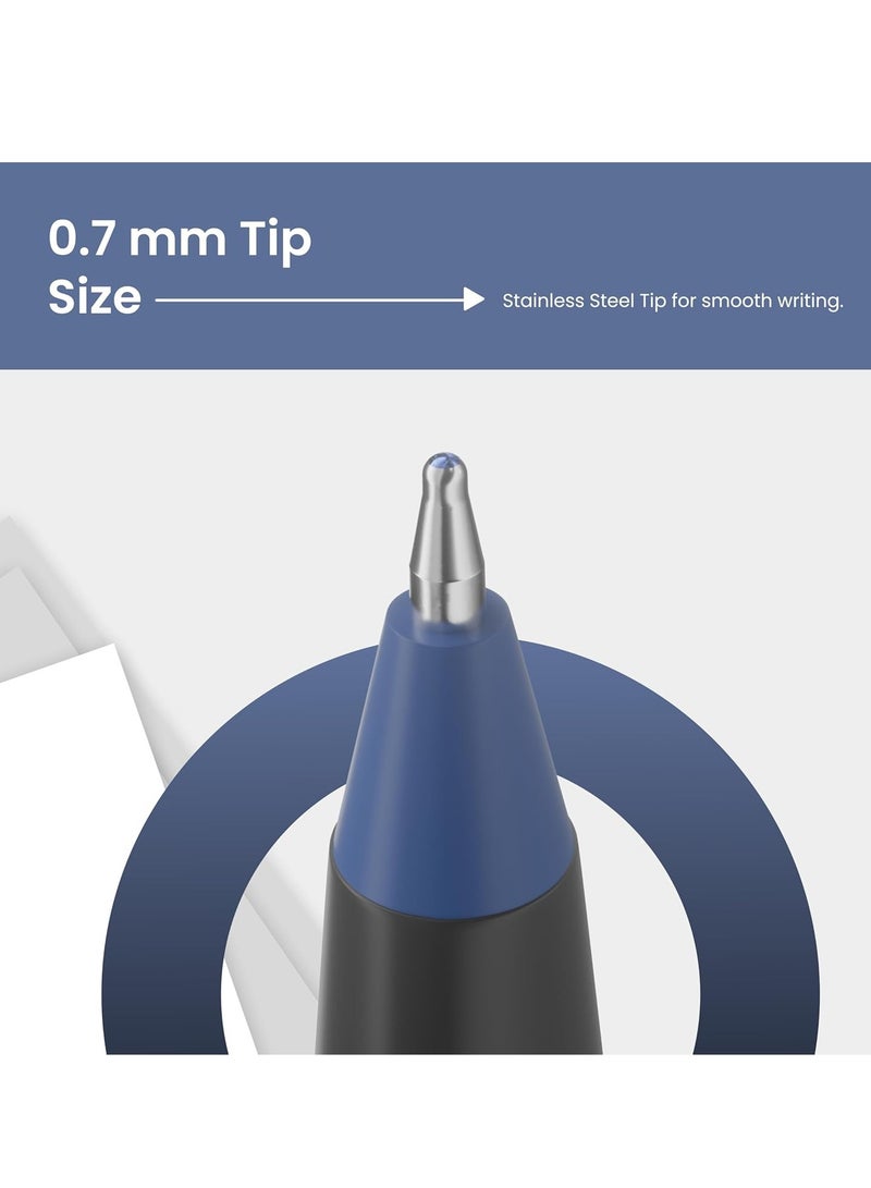 Pentonic Pentonic 0.7mm Ball Point Pen Blister Pack | Black Body | Blue Ink | Set of 10 Pens - Image 3