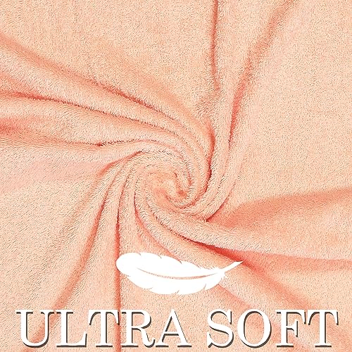 CRAFTBERRY Bath Towels Set-100% Cotton-2 Towels, 2 Hand & Washcloths-Large, Quick Dry, Absorbent, Soft Plush-Home, Gym, Spa, Hotel, Pool, Shower -6 Piece Luxury Bathroom - Peach - Image 4