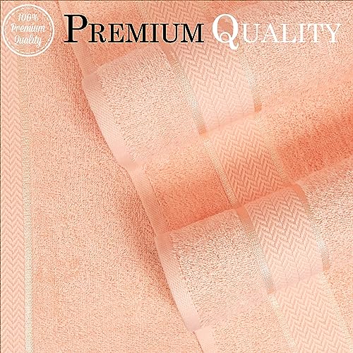 CRAFTBERRY Bath Towels Set-100% Cotton-2 Towels, 2 Hand & Washcloths-Large, Quick Dry, Absorbent, Soft Plush-Home, Gym, Spa, Hotel, Pool, Shower -6 Piece Luxury Bathroom - Peach - Image 2