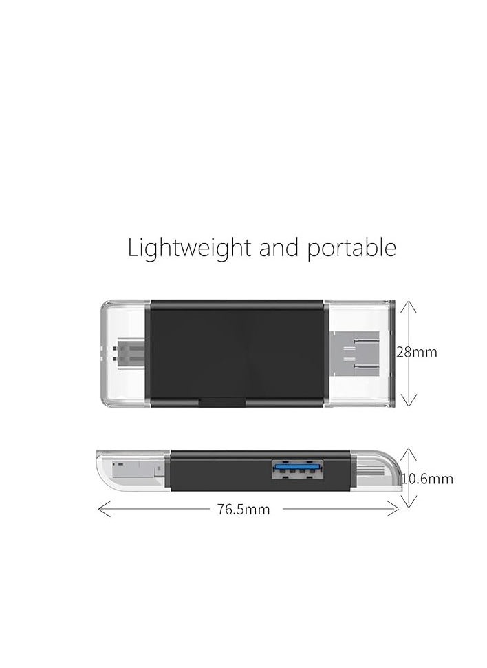 OUYoo - OUYoo SD Card Reader, 6-in-1 USB C/Micro/USB Memory Reader Camera Viewer, USB 3.0 SD Card Reader Adapter Used for SD-3C SD Micro SD TF SDXC SDHC MMC RS-MMC Micro SDXC Micro SDHC UHS-I - Image 1