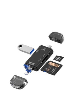 OUYoo OUYoo SD Card Reader, 6-in-1 USB C/Micro/USB Memory Reader Camera Viewer, USB 3.0 SD Card Reader Adapter Used for SD-3C SD Micro SD TF SDXC SDHC MMC RS-MMC Micro SDXC Micro SDHC UHS-I  - Image 1