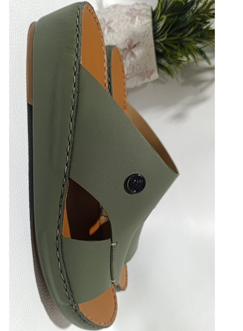 AL NAHHAM صنادل جلدية عربية فاخرة للرجال - نعال منزلية مصنوعة يدويًا بتصميم تقليدي - Image 4