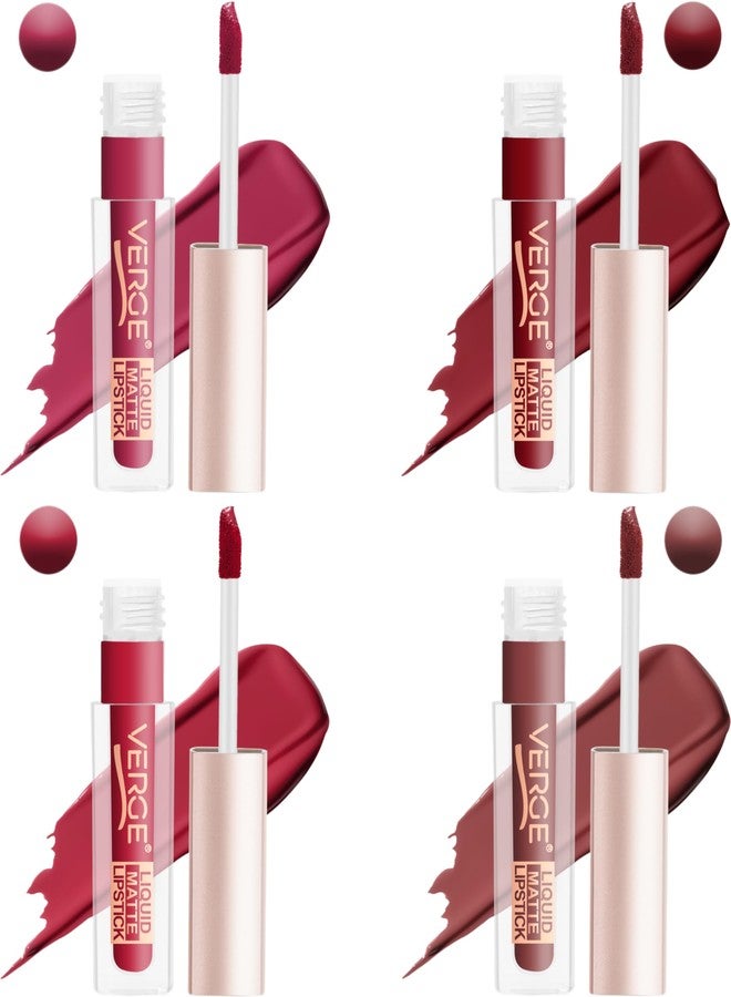 VERGE LIP SHOTS LONG WEAR NON TRANSFER WATERPROOF LIQUID LIPCOLOR WITH MATTE FINSH (PACK OF 4) Tamed Up - Image 3