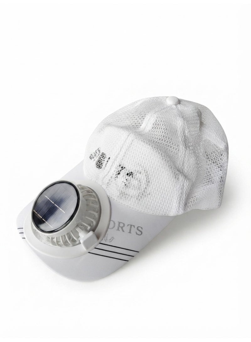 Trendoza Solar Powered Cooling Fan Cap | USB Rechargeable Sun Hat with Built-in Fan | Breathable Baseball Cap for Outdoor Activities, Travel, Hiking | White - Image 1