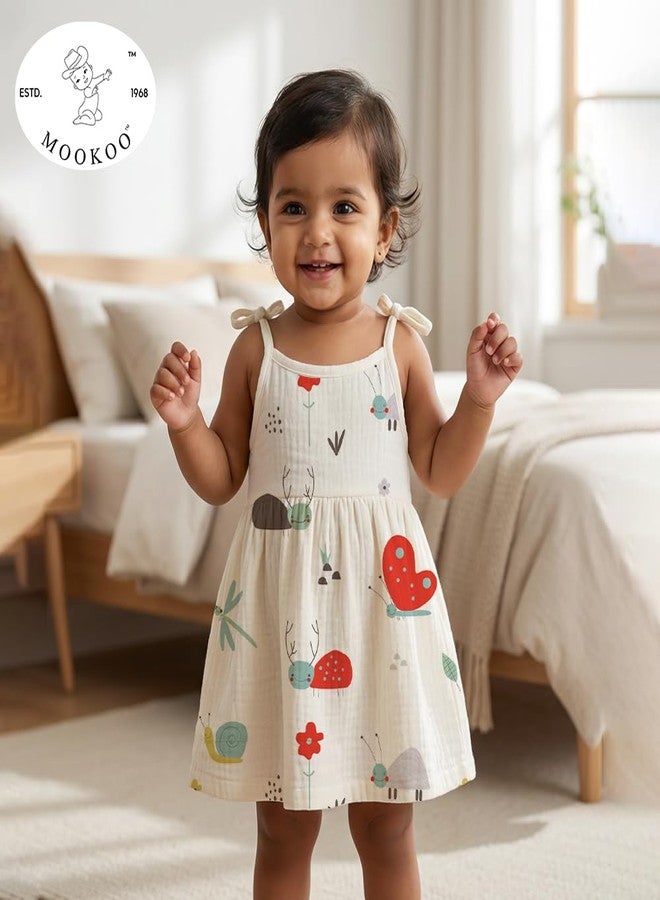 Mookoo Muslin Frock Knot Baby Girl Dress | Frock for New Born Girl | Soft Cotton Frock | New Born Baby Clothes|PO3|0-6(Airplane,Banana,Snail) - Image 3
