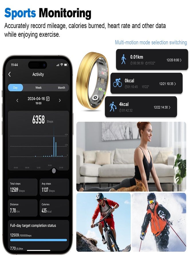 MagLoop Smart Ring Health Tracker for Men/Women,Fitness Ring Sleep Tracker,Fast Charging for Long-Lasting Use,for Pedometer Exercise,Monitor Sleep, Heart Rate, Stress,Waterproof (Gold, 12) - Image 3