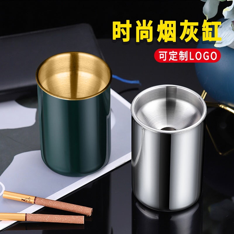Funnel Ashtray Stainless Steel Thickened Home Office El Personalized Gift Advertising Logo Ashtray Anti-Fly Ash - Image 3