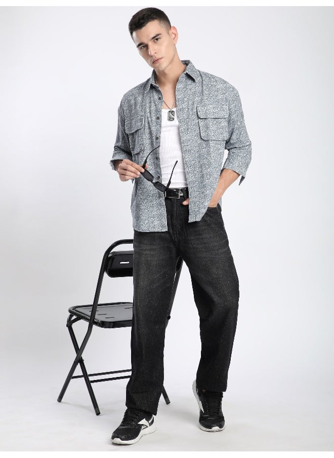 Beyoung Grey Dye Effect Overshirt  - Image 1
