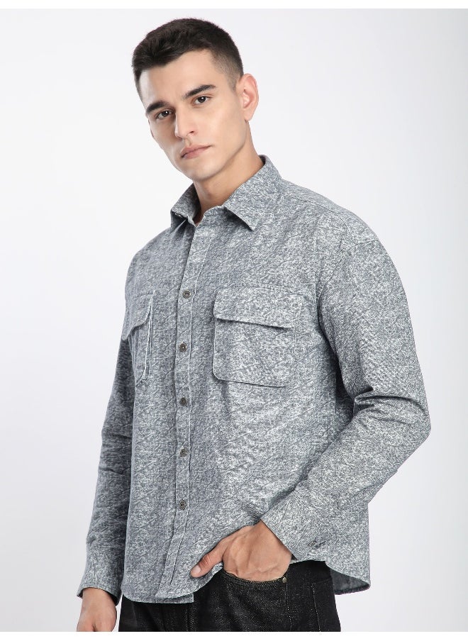 Beyoung Grey Dye Effect Overshirt  - Image 3