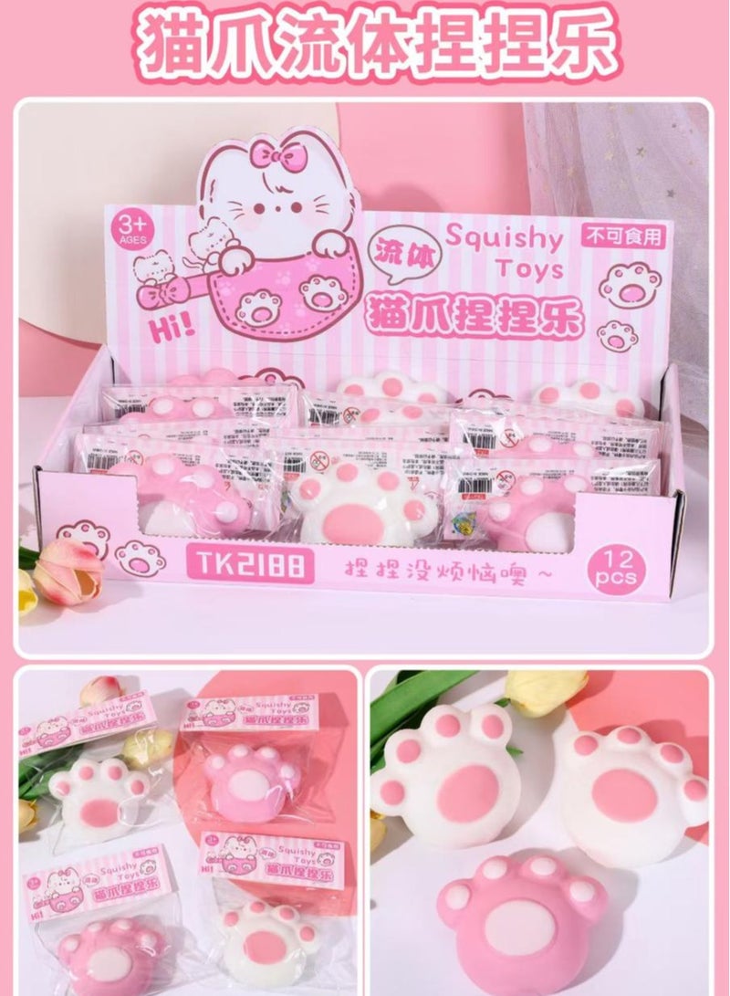Squishy Cat Paw Shaped These squishy toys feature a cute and fun cat paw design, with attractive colors that appeal to both kids and adults. Material: Made of soft, flexible material (squishy), giving them a fun texture when squeezed.