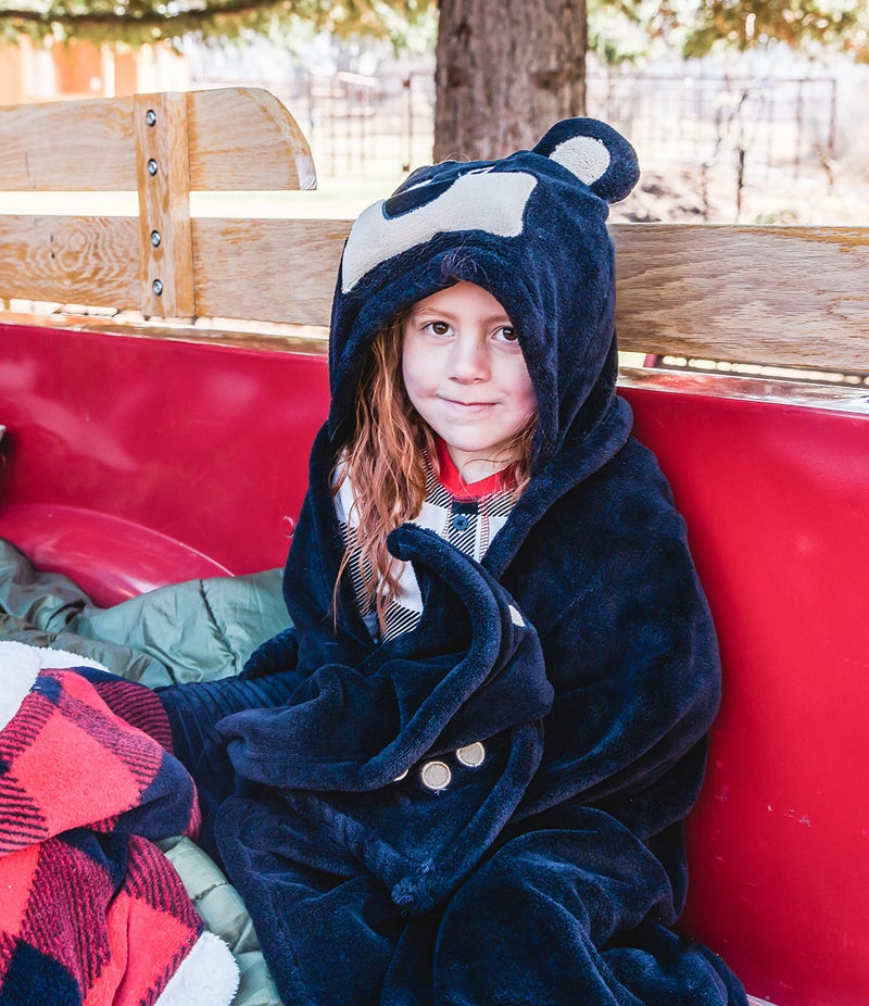 Lazy One Wearable Hooded Blanket for Kids, Animal Hooded Blanket (Bear) - Image 4