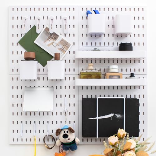 RIVTUN Wall-Mounted Pegboard Kit, 25.2" x 25.2" Organizer Panel – Large, Cost-Effective & Nail-Free Installation White - Image 1