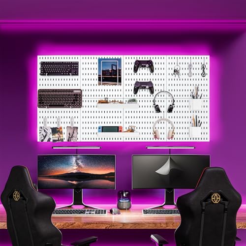RIVTUN Wall-Mounted Pegboard Kit, 25.2" x 25.2" Organizer Panel – Large, Cost-Effective & Nail-Free Installation White - Image 2