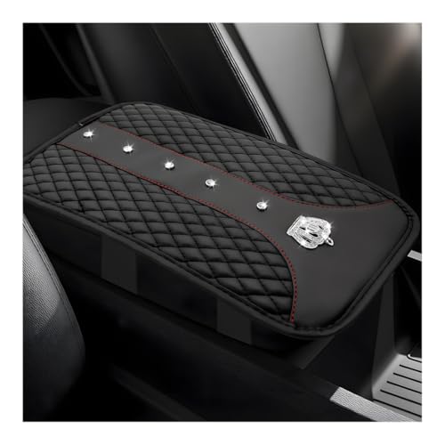 Yourkar Bling Crown Car Center Console Mats AntiSlip and Waterproof Crystal Car Armrest Pad Protector Universal Rustproof Armrest Decor Cushion for Cars SUVs Car Accessories Black - Image 1