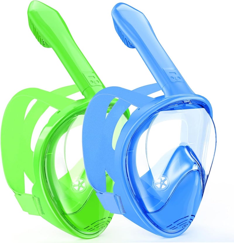 Kids Snorkel Mask Full Face, Snorkeling Gear for Kids with Camera Mount, 180 Degree Panoramic View Snorkeling Set Anti-Fog Anti-Leak - Image 1