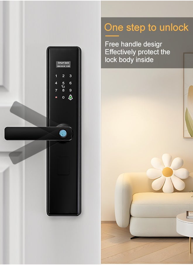 ALINK Smart Lock ,Smart door lock, Fingerprint Door Lock ,Tuya APP Remote Control,Color black, Model S05black, Mortise 6068  - Image 3