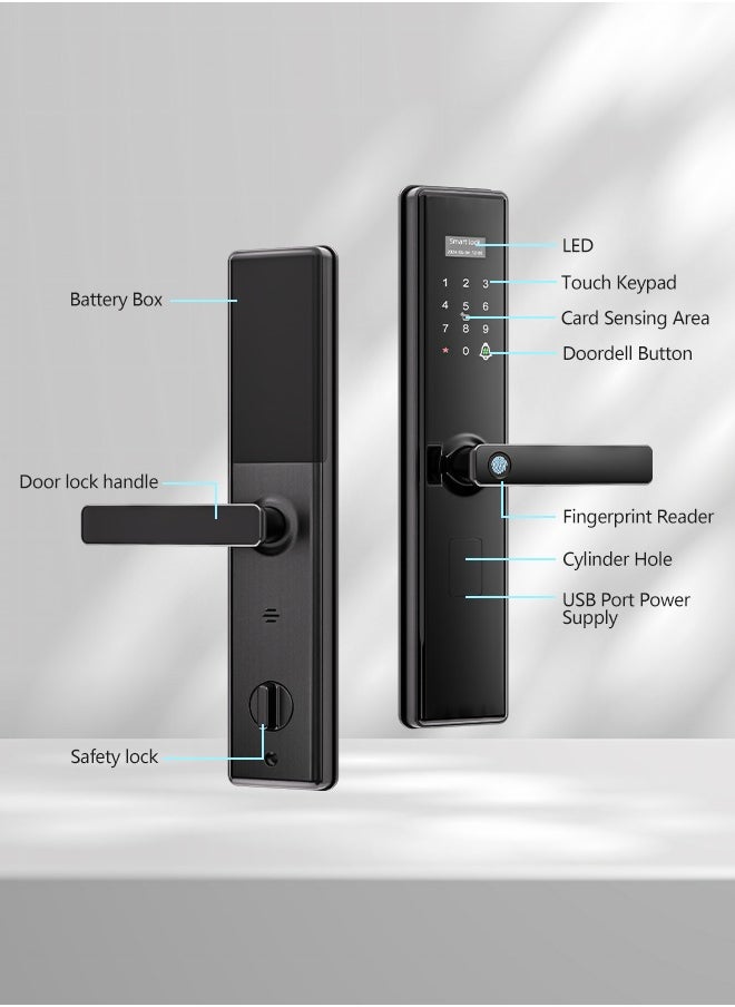 ALINK Smart Lock ,Smart door lock, Fingerprint Door Lock ,Tuya APP Remote Control,Color black, Model S05black, Mortise 6068  - Image 5