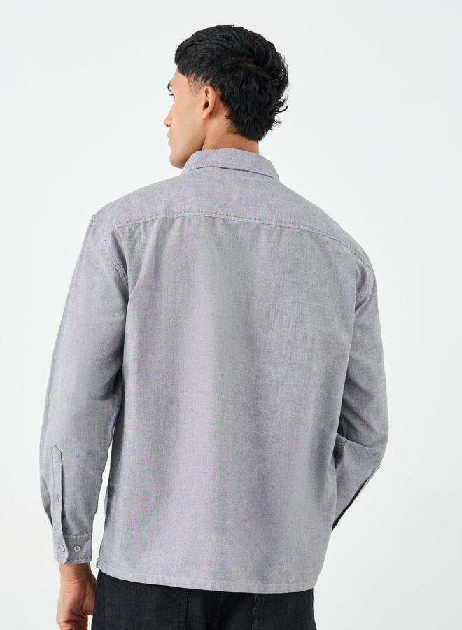 Styli Grey Relaxed Fit Shirt with Double Pocket - Image 5