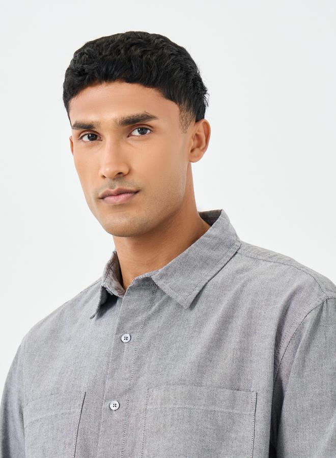 Styli Grey Relaxed Fit Shirt with Double Pocket - Image 4