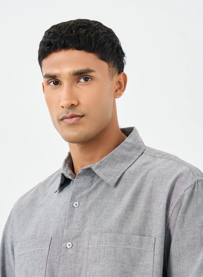 Styli Styli Grey Relaxed Fit Shirt with Double Pocket