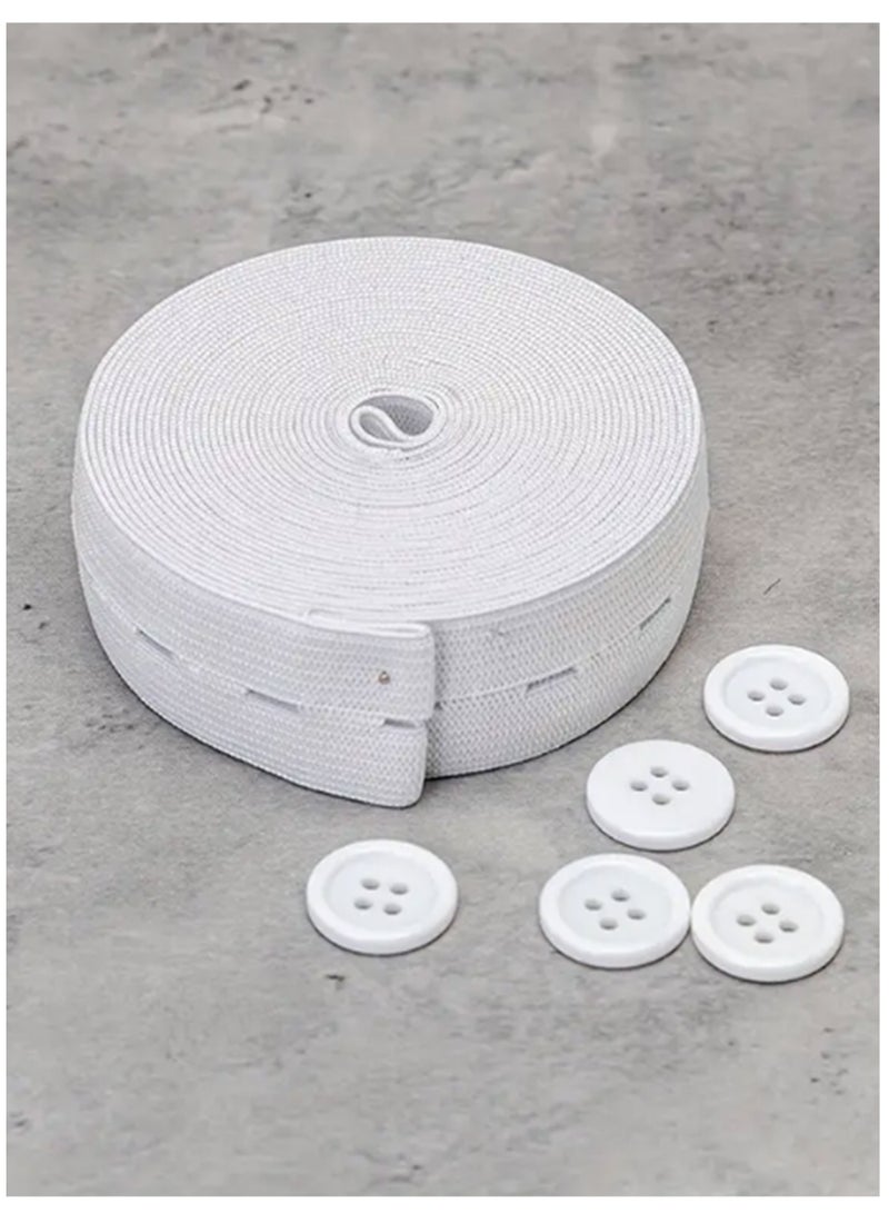 Buttonhole Elastic Band with Holes - 15mm, 33 Meters Roll - Ideal for Sewing, Crafting, and Adjustable Waistbands - Image 4