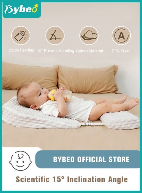 Infant Nursing Pillows, Baby Crib Wedge Pillow, Infant Sleeping Wedge Pillow Anti Vomit Milk Pillows 15-Degree Incline for Better Night's Sleep, Prevent Sliding