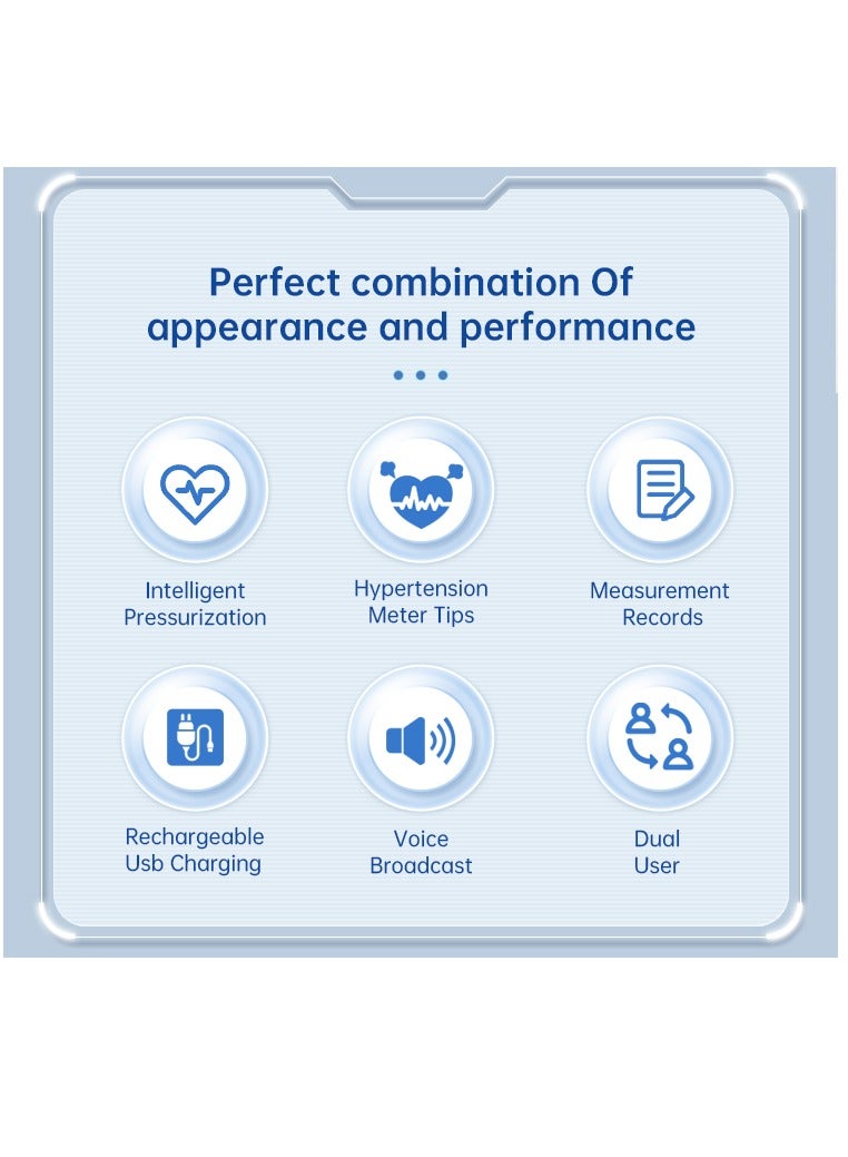 REALBLAD Blood Pressure Monitor With Arabic Voice Broadcast Rechargeable 2X99 Readings Memory Wrist BP Monitor With LED Large Display BLACK And WHITE - Image 5