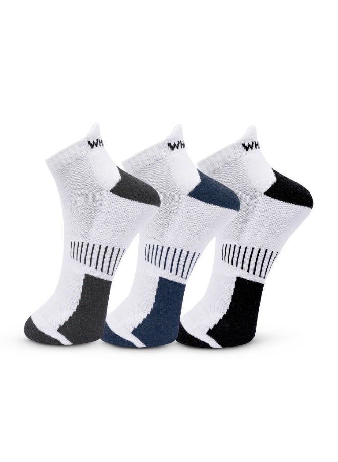 White Leaf Men’s Sneaker Half-Terry Low-Cut Socks – Breathable, Moisture-Wicking, Stay-Up Grip– 3 Pairs White | Suitable for All Seasons, Business Casual Wear, Free Size - Image 1