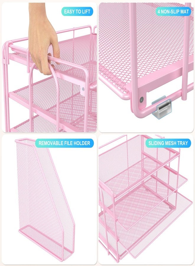 gianotter 4-Tier Paper Organizer With Magazine Holder, Desk Organizers and Accessories, Cute Desk Accessories for Women, File Organizer for Office Supplies Storag(Pink) - Image 4