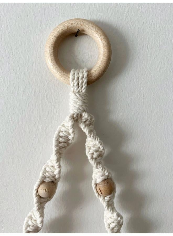 انتيكيانو حامل مناديل خارجي مكرمية من خيوط القطن، حامل ورق مكرمية يثبت على الحائط - Image 4