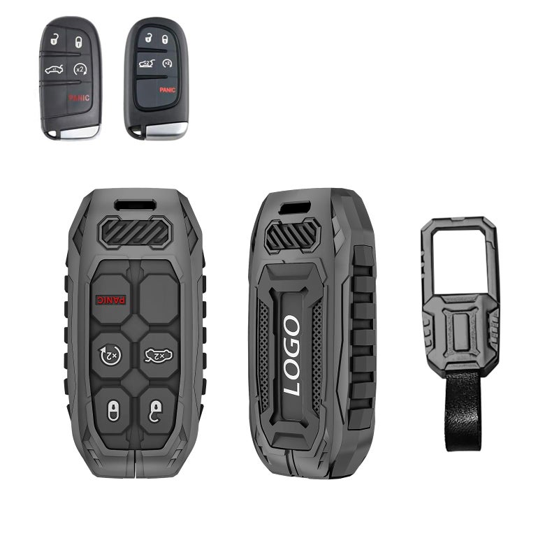 Z8 Key Fob Cover Key Protective Case Metal Key Shells Compatible with Jeep Wrangler Grand Cherokee Renegade Dodge Durango Challenger Patriot Grand Comander Journey Fiat Dart Chrysler 200 300 Ram 1500 - Image 1
