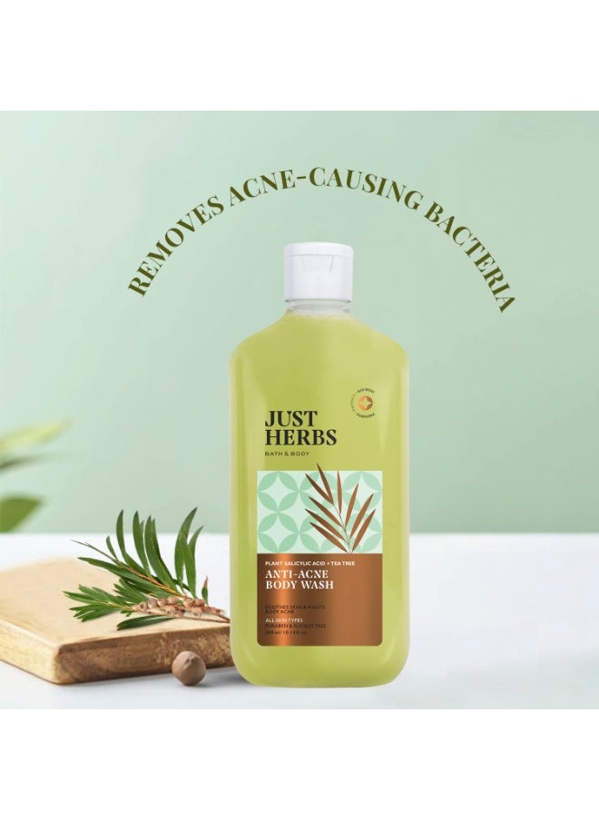 Just Herbs Tea Tree Anti - Acne Body Wash with Plant Salicylic Acid for Men & Women 300 ml  - Image 5
