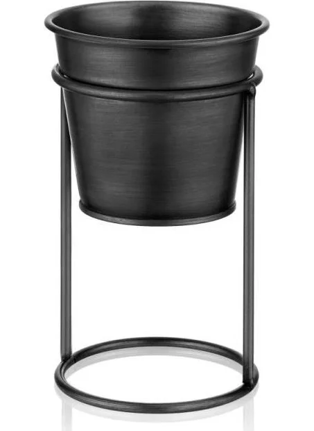 The Mia Galvanized 30 cm Black Footed Flower Pot GLV0587