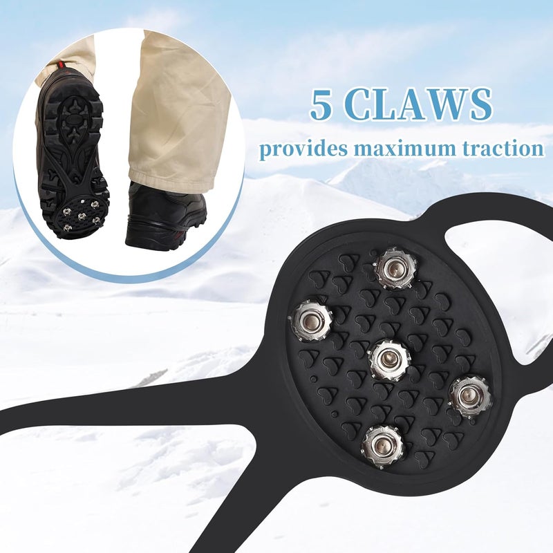 LACE INN 2 Pairs Non Slip Gripper Spike, Ice Grippers Traction Cleats Snow Shoe Spikes Grips Crampons with 10 Steel Studs Cleats - Image 3
