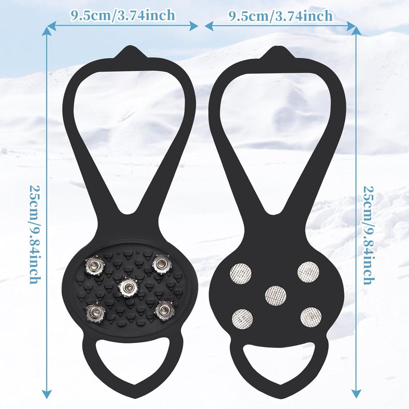 LACE INN 2 Pairs Non Slip Gripper Spike, Ice Grippers Traction Cleats Snow Shoe Spikes Grips Crampons with 10 Steel Studs Cleats - Image 2