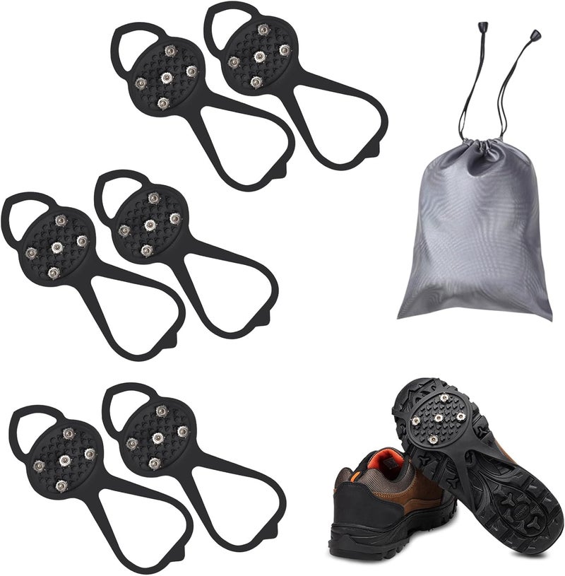 LACE INN 2 Pairs Non Slip Gripper Spike, Ice Grippers Traction Cleats Snow Shoe Spikes Grips Crampons with 10 Steel Studs Cleats - Image 1