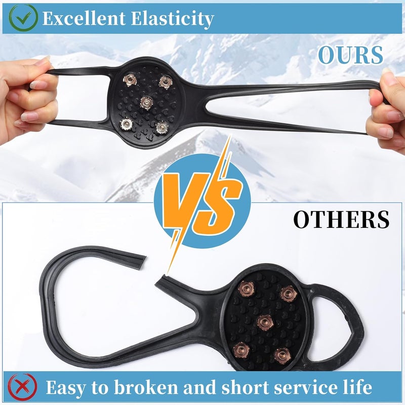 LACE INN 2 Pairs Non Slip Gripper Spike, Ice Grippers Traction Cleats Snow Shoe Spikes Grips Crampons with 10 Steel Studs Cleats - Image 4