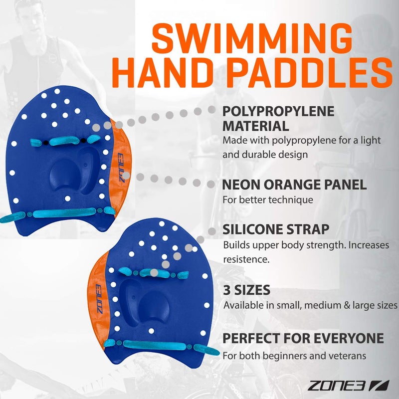 ZONE3 Power Stroke Swimming Hand Paddles (Blue/Red, Small) - Image 3