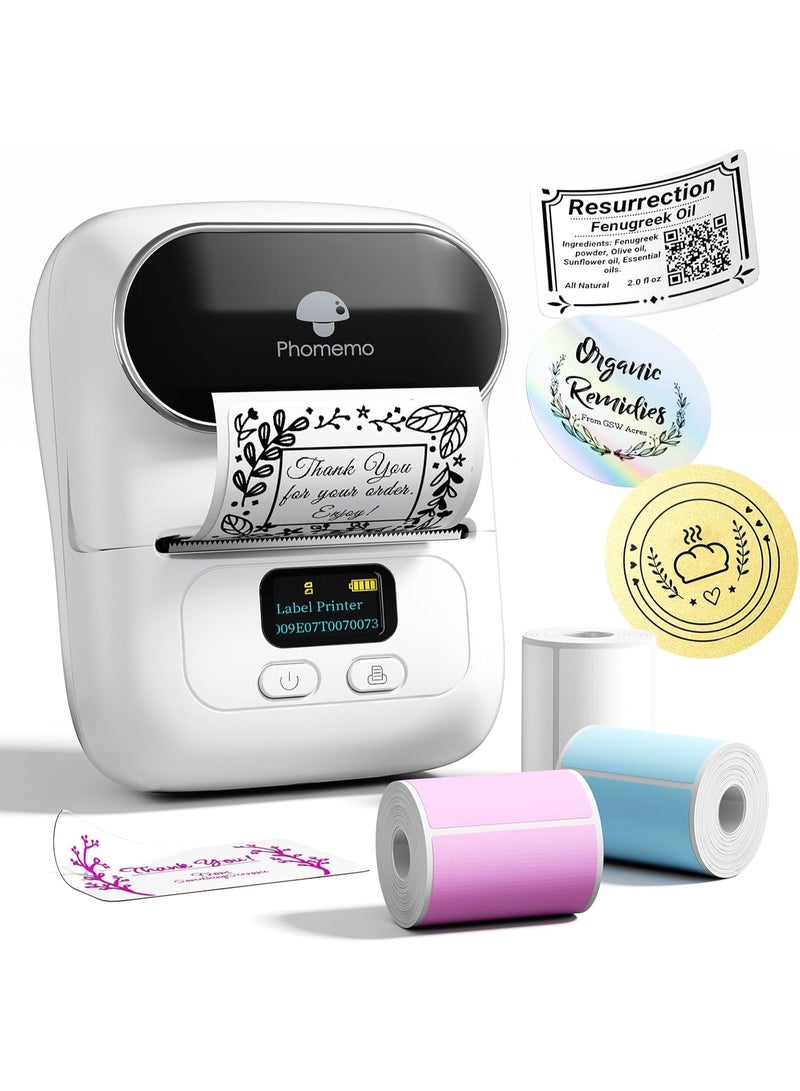 phomemo M110 Portable Thermal Label Printer Bluetooth Connection Apply For Labeling Shipping Office Cable Retail Barcode And More White - Image 1