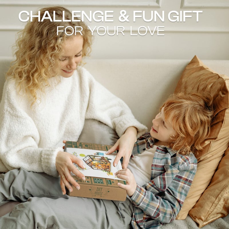 ROBOTIME DIY Miniature House Kit Mini Green House Tiny Dollhouse Wooden Furniture Kit with LED Halloween/Christmas/Birthday Gifts for Adults (Cathy's Greenhouse) - Image 5