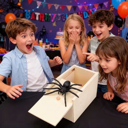 MAGIKON Spider Prank Scare Box Wooden Surprise CaseHandmade Fun Practical Surprise Joke Cases Gift Card Cash Box Gags Practical Joke Toys Halloween - Image 5