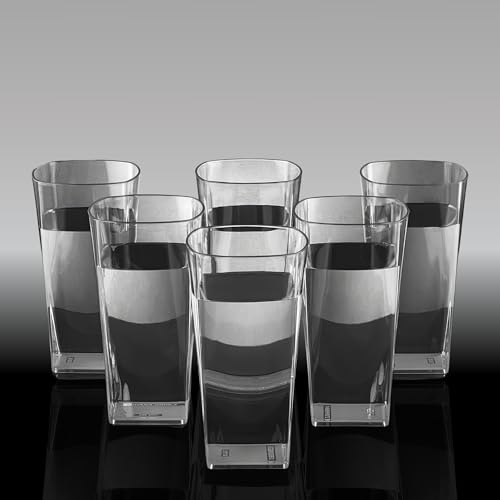 KWER Fiber Glass Set for Water Glass Square Glasses Set of 6 300Ml Juice Glass Water Jug Tumbler (Water Glasses Set of 6) - Transparent - Image 1
