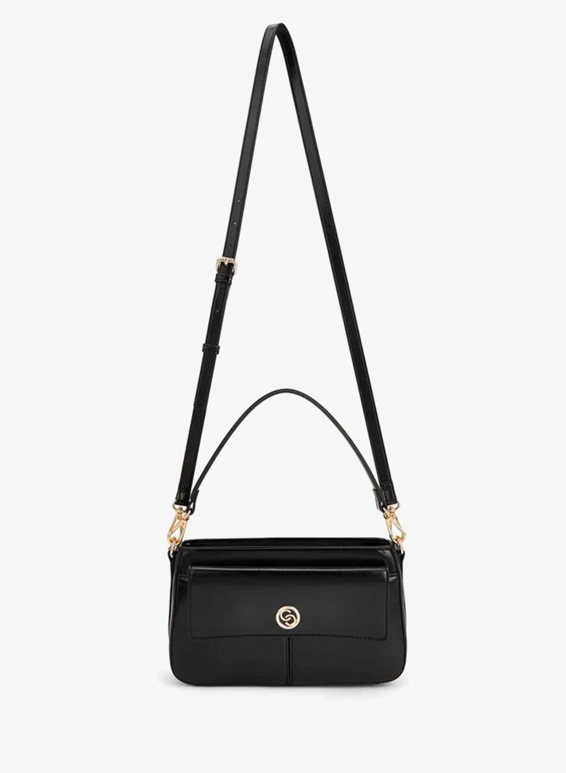 Celeste BLACK Logo Detail Crossbody Bag With Detachable Strap for Women | Best Price UAE